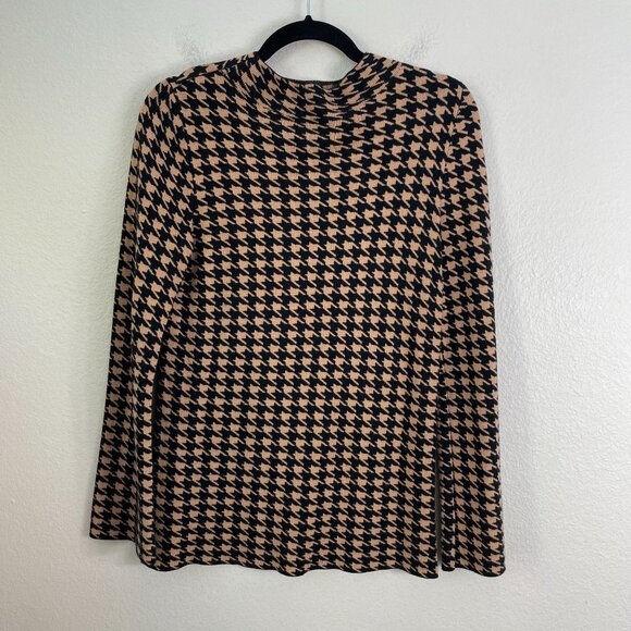 Ann Taylor Womens Small Petite Brown Black Houndstooth Mock Neck Sweater - Picture 10 of 10